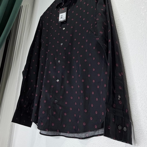 Ted Baker London Men’s Button Down Shirt – Black with Red Geometric Print – L - Picture 4 of 9